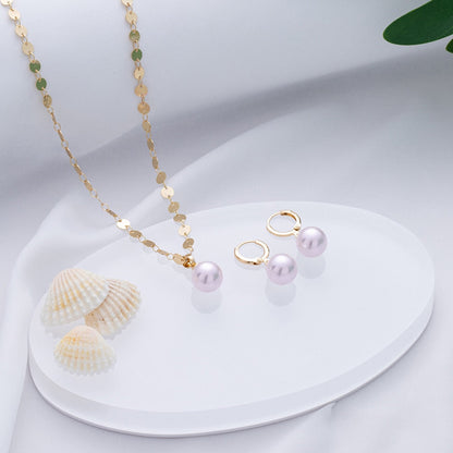 GOLD PLATED SHELL PEARL PENDANTS/NECKLACES WITH MATCHING EARRINGS