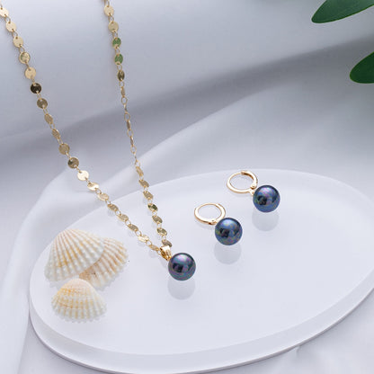 GOLD PLATED SHELL PEARL PENDANTS/NECKLACES WITH MATCHING EARRINGS