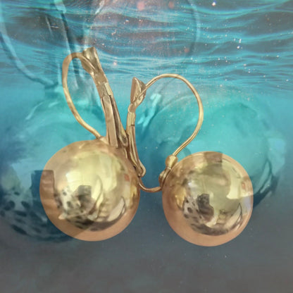 Trendy gold plated ball earrings