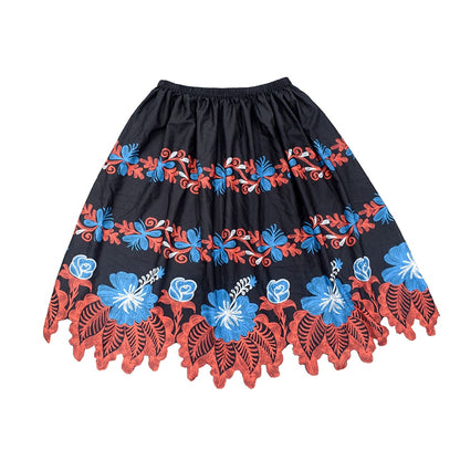 Tropical Print Floral Polyester Midi Skirts