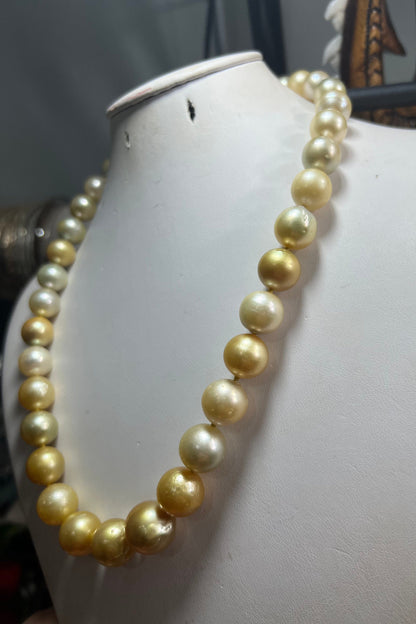 Full Golden south sea pearl necklace