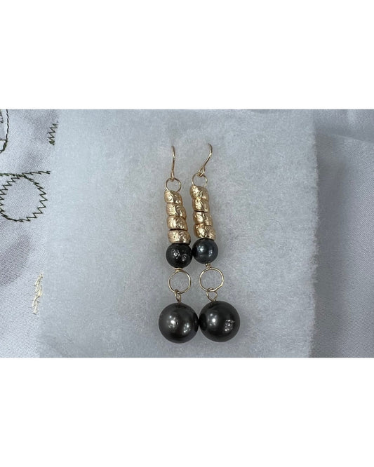 Double tahitian pearl eternal earrings