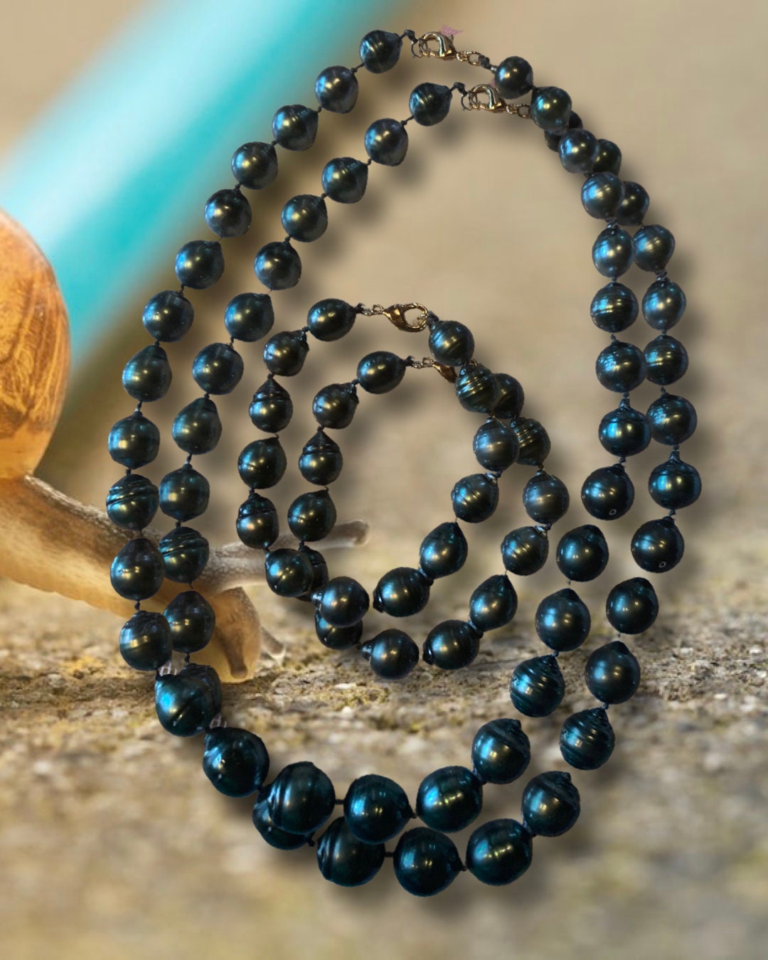 Baby Full Tahitian Black Pearl Set