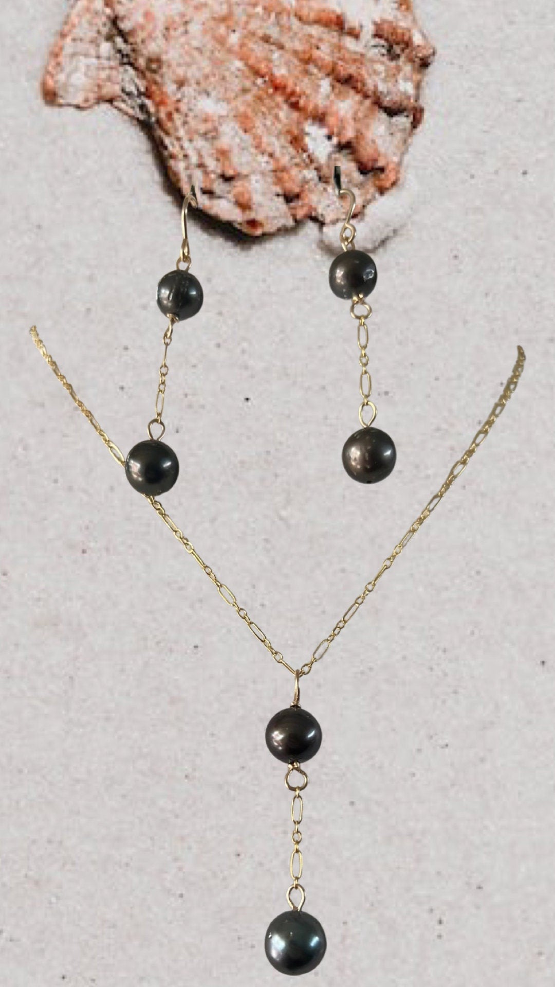 Tahitian pearl link necklace set