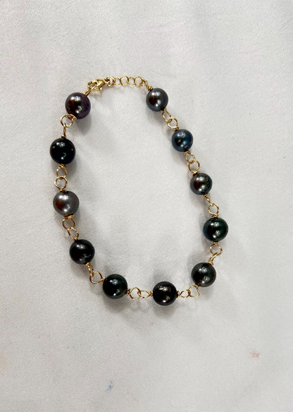 Tahitian pearls link bracelets