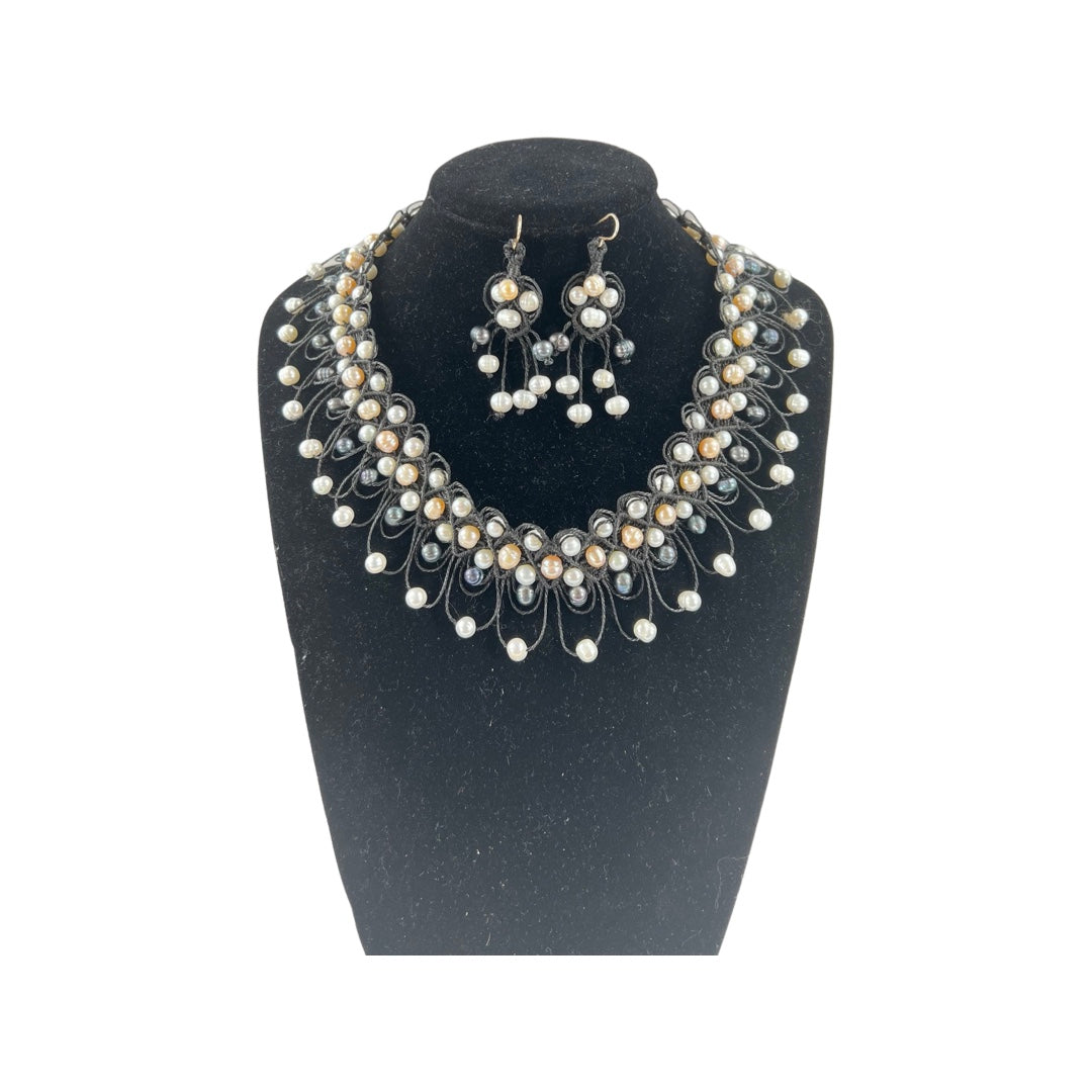 Fresh water pearls hand woven necklaces