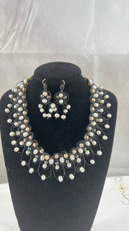 Fresh water pearls hand woven necklaces