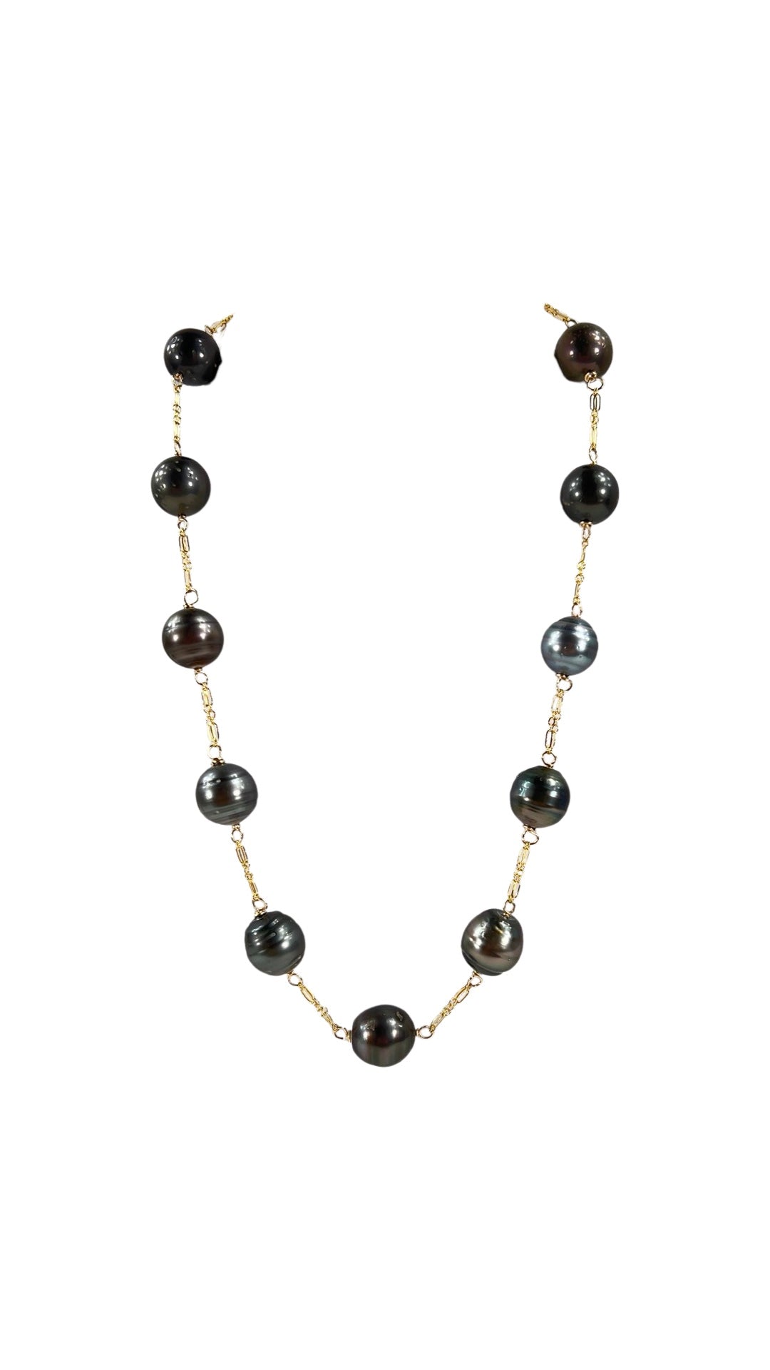 Tahitian black pearl link necklace