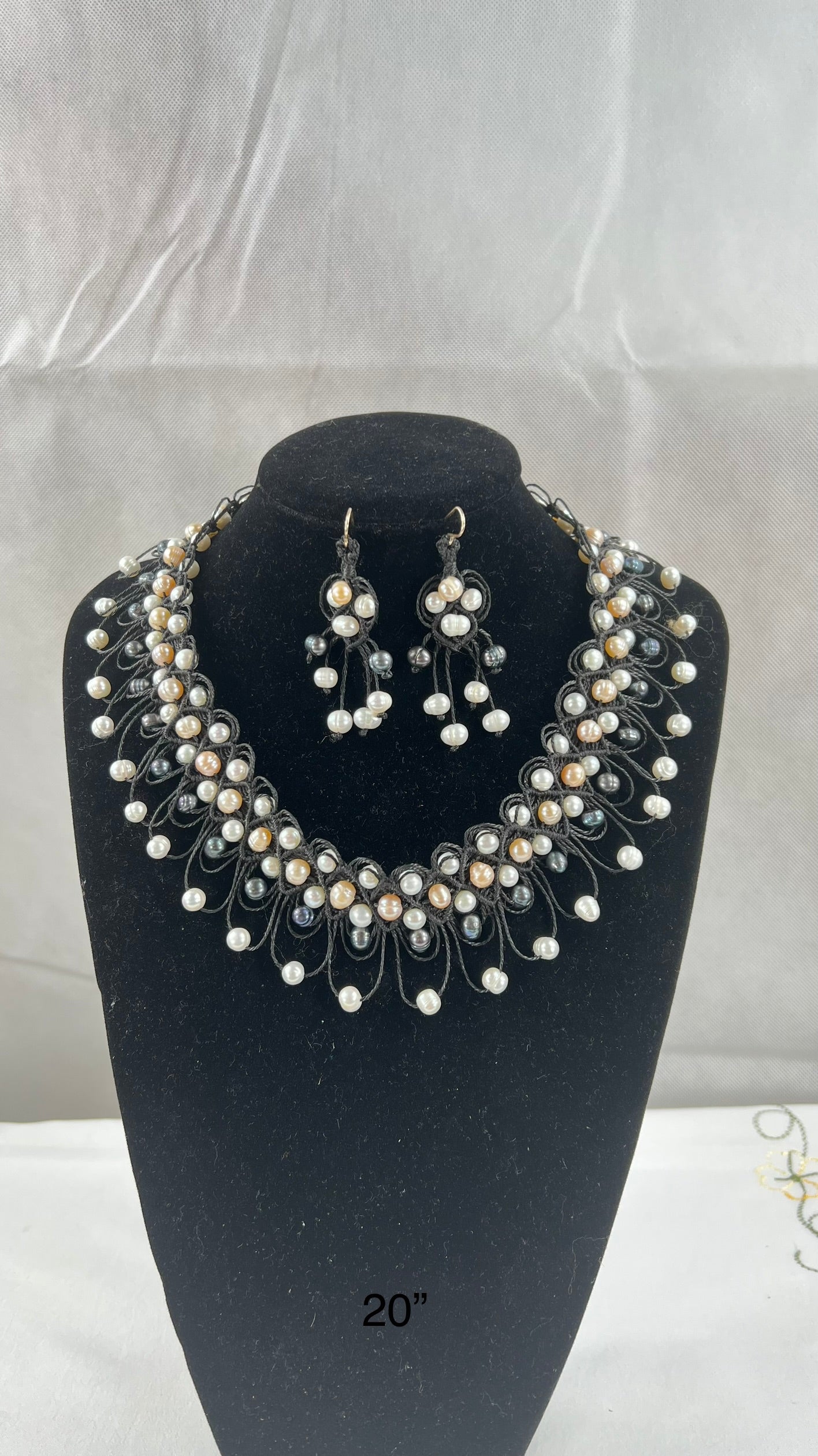 Fresh water pearls hand woven necklaces